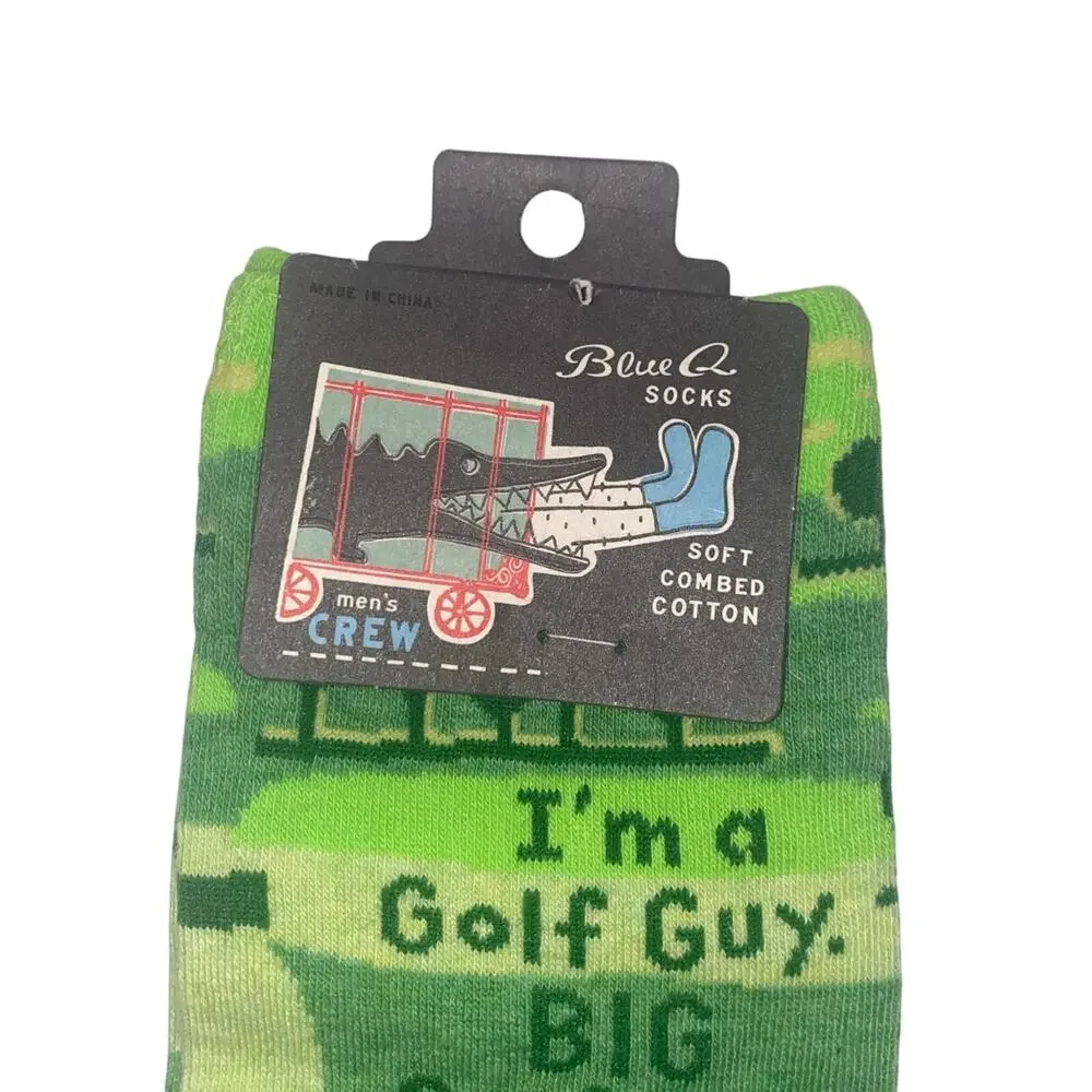 Blue Q Socks Men's Green Crew I'm A Big Golf Guy Size 7-12 New NWT